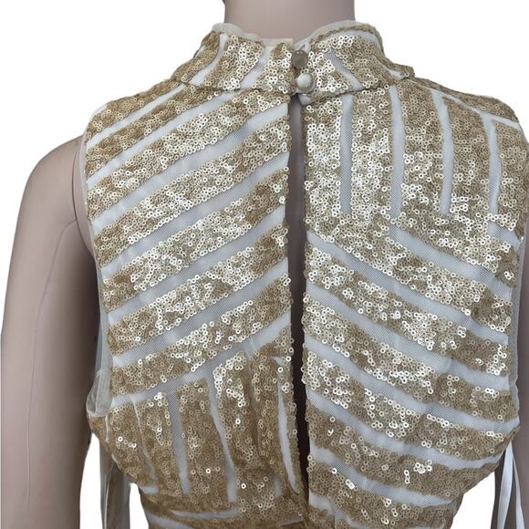 NWT Social Code tulip gold sequin 2piece skirt and top size 13 - Picture 3 of 15